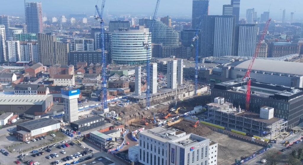 drone view of a construction site